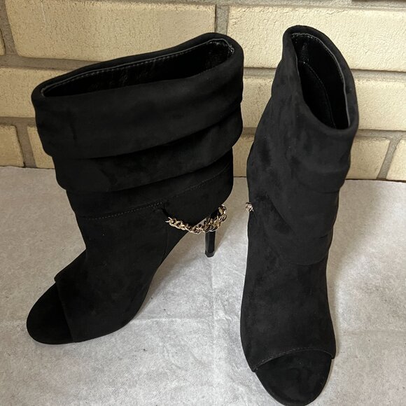 Guess GWADILEE2 Women's Black Suede Open Toe Stiletto Ankle Bootie, Size 7M - Picture 2 of 10